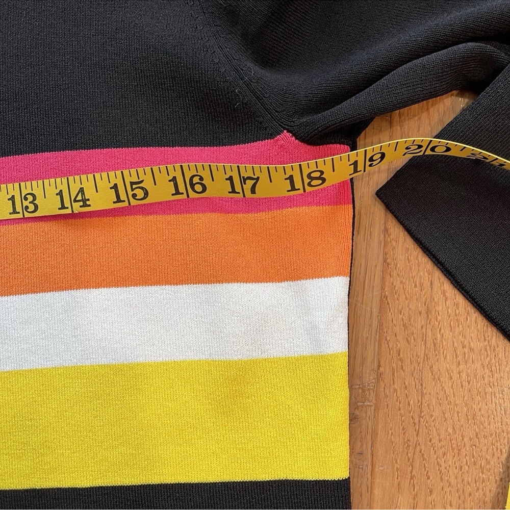Cable & Gauge‎ ladies Y2K colorful band striped black sweater size XL 3/4 sleeve - Picture 10 of 11